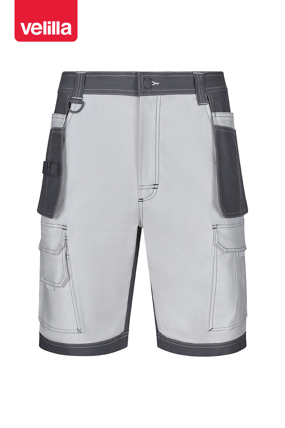 Bermudas canvas stretch bicolor com bolsos flutuantes