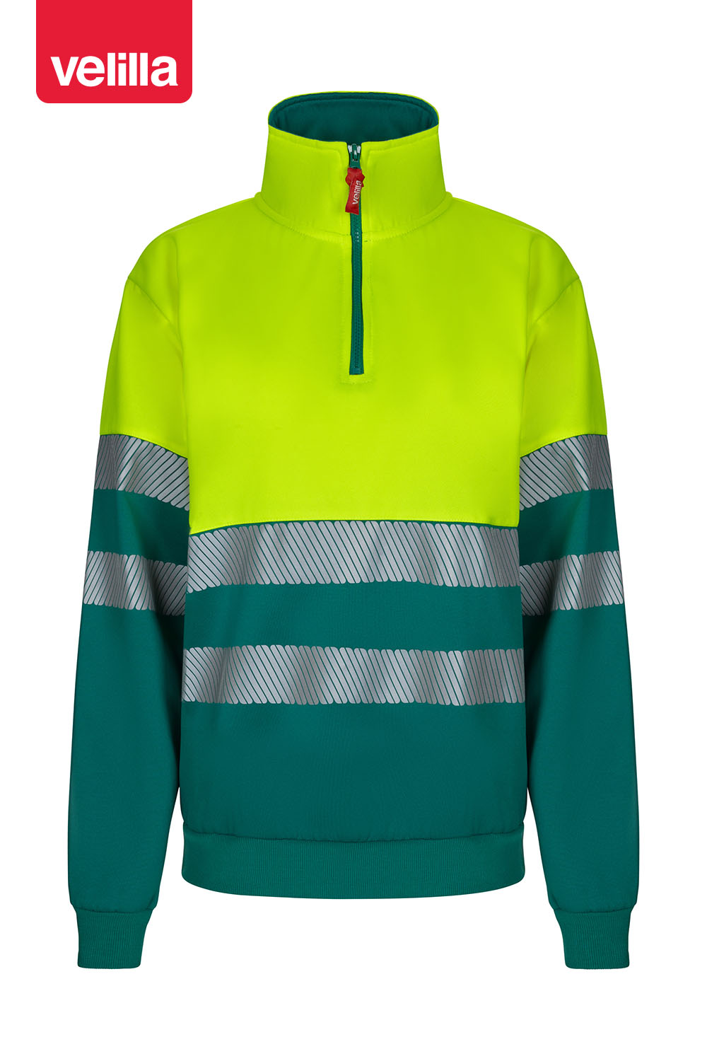 Sweatshirt bicolor com meio fecho e faixas refletoras segmentadas