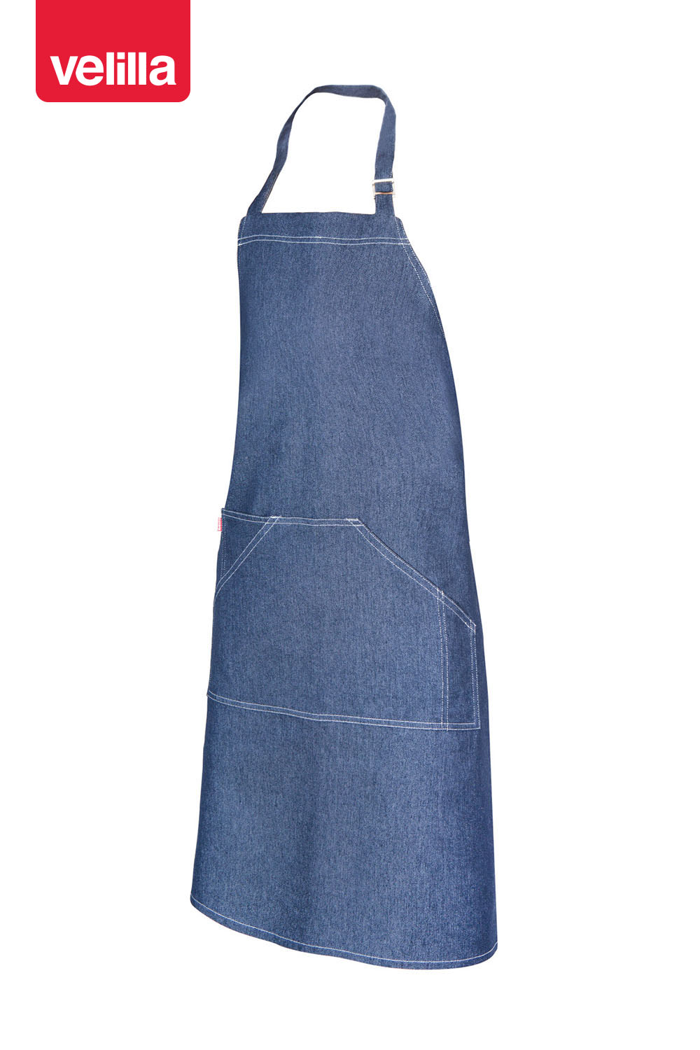 Avental peito denim com bolsos